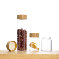 Bocaux hermétiques transparents en verre borosilicate de différentes capacités, tubes à essai pour échantillons, bouteilles en verre pour sel et assaisonnements avec couvercle à vis