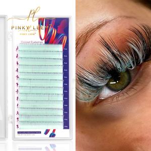 Pinky leem Pestaaspostizasalmayor Glitter Lash Extensions Coloured Lashes Tray Private Label Ombre Color <b>Eyelash</b> Extension - Product Image 2