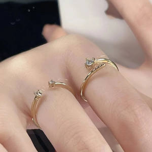 Bague d'index géométrique simple et tendance en argent pur S925 avec diamants incrustés, version coréenne, populaire à Dongdaemun - Product Image 2