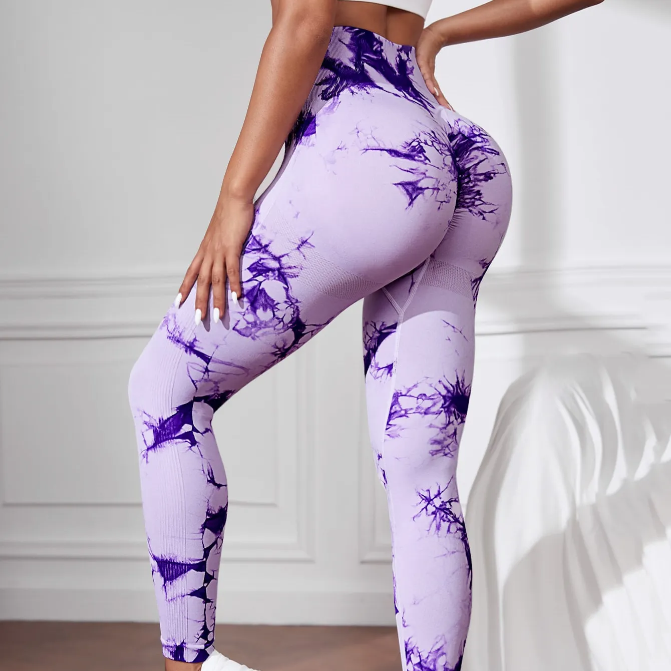 Kustom desain baru wanita pinggang tinggi ikat celup dicetak legging wanita kebugaran cepat kering Butt mengangkat celana Yoga Legging