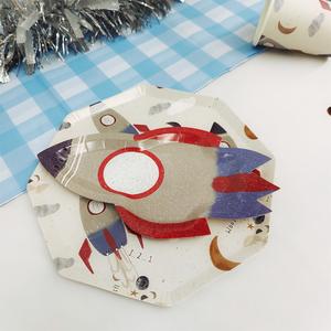 DAMAI Kids Birthday Dinnerware Astronaut Space Theme Paper <b>Disposable</b> <b>Tableware</b> Set Paper Plates Cups Napkins Party Decorations - Product Image 5