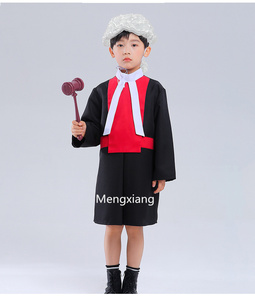 Costume de travail pour enfants jeu de rôle jouet ensemble faire semblant pour les tout-petits <span class=keywords><strong>avocat</strong></span> Costume enfants Cosplay carrière tenue robe de juge avec perruque marteau - Product Image 4