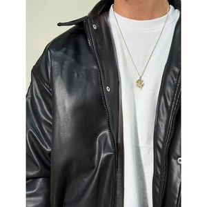 <span class=keywords><strong>Bomber</strong></span> <span class=keywords><strong>Bomber</strong></span> personalizzato <span class=keywords><strong>oversize</strong></span> da uomo giacca di pelle nera <span class=keywords><strong>Bomber</strong></span> di alta qualità - Product Image 4