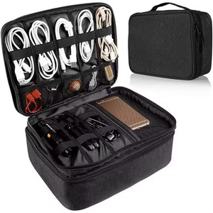 Bolsa Organizadora de Cables Impermeable de Fábrica BSCI para Accesorios Electrónicos, Bolsa de Almacenamiento de Cables de Doble Capa a Prueba de Golpes - Product Image 1