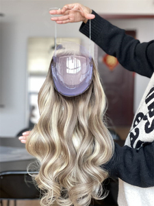 ปรับแต่ง SHY ใหม่ Desgin ฐานผ้าไหม 8X8 วิกผมมินิลูกไม้เต็มรูปแบบพร้อมปมเดี่ยว 5.0 ผมมนุษย์ Topper ห blond สําหรับผู้หญิงสีขาว - Product Image 5