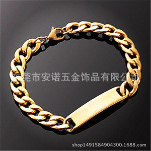 สร้อยข้อมือสแตนเลสสตีล Anno Jewelry ดีไซน์เรขาคณิตสีทอง สำหรับผู้ชาย เครื่องประดับแฟชั่น - Product Image 5