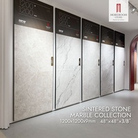 Dalles en pierre frittée de porcelaine 1200x1200mm, surface brillante Onyx Blanc Neige, pour revêtement mural et sol de salle de bain