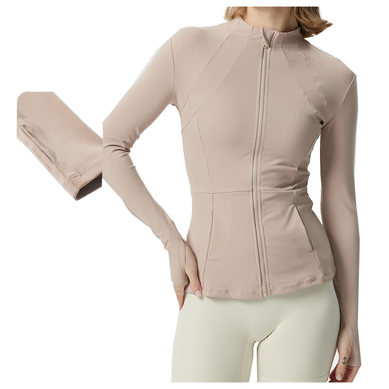 Spring and Autumn Yoga Wear Women's Stand Collar Zipper Quick Dry Slim-fit Sports Long-sleeved Yoga Tops Fitness Wear