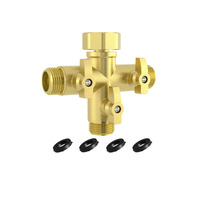 Distributeur de tuyau 3 voies en laiton massif sur mesure - Robinet extérieur avec vannes d'arrêt, détecteur de fuite d'eau, vanne d'arrêt automatique