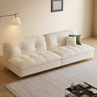 Canapé droit moderne et minimaliste en tissu chenille finition velours, couleur crème sable, une place, en bois, directement de l'usine