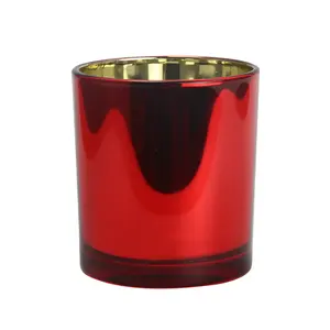 High-End 8oz 10oz 12oz Wholesale Unique Luxury Engraved Custom Votive Colored Red Cup Empty Glass Candle Jars