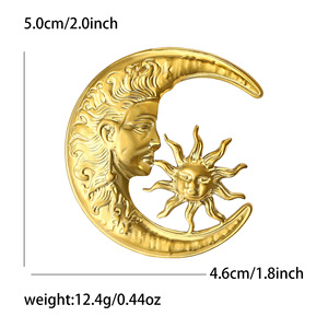 Broches de Luna y Estrella, Versión Coreana, Broche de Luna Esmaltado en Oro para Ropa de Mujer y Corsage - Product Image 4