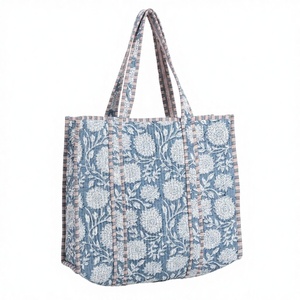 Cesta de lavado de tela rajastaní, suave y ecológica, tipo bolsa tote, bolsa de playa, bolso de mano, con serigrafía - Product Image 4