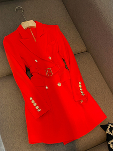 Elegante Abito Blazer da Ufficio a Maniche Lunghe con <span class=keywords><strong>Doppio</strong></span> <span class=keywords><strong>Petto</strong></span>, Revers Classico e Cintura in Stile Francese - Product Image 3