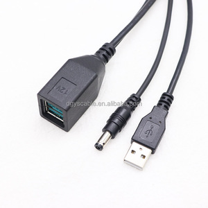 24V 12V Power <span class=keywords><strong>USB</strong></span> 8Pin Conector hembra a <span class=keywords><strong>Usb</strong></span> 2,0 macho + dc5.5 * 2,5 macho Cable negro 300mm - Product Image 5