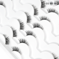 Meilleures ventes : 14 paires de demi-cils style œil de chat ailé, naturels et effilés, en fibre synthétique, pour la vente en gros