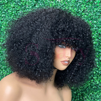Perruque à franges SDD à densité 300 %, super double drawn, 100 % cheveux naturels vietnamiens, perruques bouclées Pixie sans colle pour femmes noires