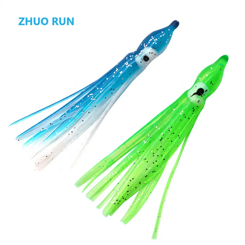 ZHUORUN 20 colors Soft Plastic Trolling Fishing Using Octopus Skirts And Luminous Squids Skirt Fishing Lure Squid Lure