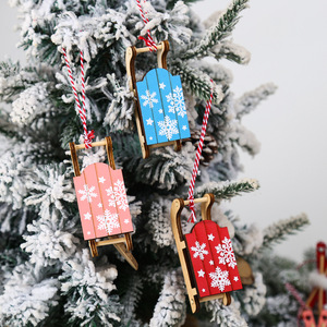 Adornos de Trineo de Madera Pintados en Forma de Arco, Decoraciones Colgantes para Árbol de Navidad, Juego de Caja de Regalo - Product Image 3