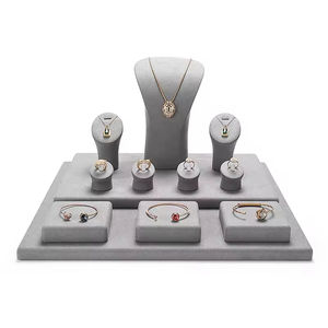 Expositor de Joyería de Lujo en Microfibra Gris Metálico para Anillos, Collares, Pendientes, Pulseras y Colgantes, Kit de Exhibición para Escaparates - Product Image 3