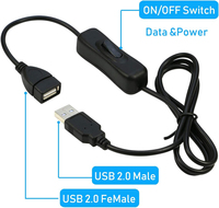 Cable de tira led de CC con interruptor USB, cable macho a hembra con interruptor de 1/2"