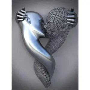 Metal soyut sanat aşk tasarım paslanmaz çelik Modern insan vücudu duvar heykel