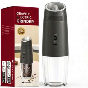 Electric Gravity Salt and Pepper Grinder Set <b>Spice</b> <b>Jar</b> Rechargeable Black Pepper Mill Grinder With Blue Light and Stand - Product Image 6