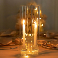 Supports de bougies en cristal, chandelier cylindrique haut, couvercle coupe-vent, décoration de mariage, centres de table, décorations de fête