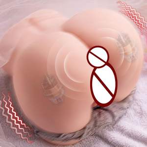 แม่พิมพ์ซิลิโคนครึ่งตัวชายแบบสองช่องสอด พร้อมระบบสั่นสะเทือนและดูด  ของเล่นผู้ใหญ่กันน้ำ - Product Image 3