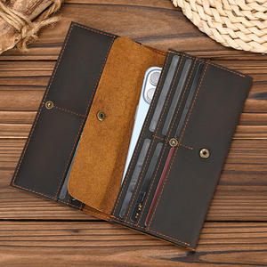 <span class=keywords><strong>Portefeuille</strong></span> long en cuir Crazy Horse pour homme, porte-monnaie multi-cartes, pochette pour téléphone en cuir de vachette première couche, sac à main 2027 pour usage quotidien - Product Image 4