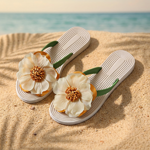 Fashion New Summer Trendy Anti-Slip Breathable Soft Evergreen PVC Flat <b>Thong</b> Flip Flops for Summer <b>Beach</b> Vacation - Product Image 1