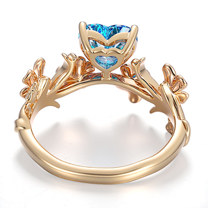 Personalized flower design 18k 14k yellow gold <b>ring</b> Heart Cut blue IGI certificate lab grown <b>diamond</b> <b>ring</b> fashion fine jewelry - Product Image 2