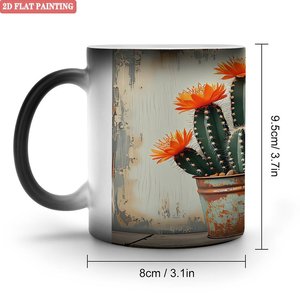 Taza diaria <span class=keywords><strong>de</strong></span> cerámica con borde liso y redondo, 11 oz, negra esmerilada, con efecto mágico <span class=keywords><strong>de</strong></span> cambio <span class=keywords><strong>de</strong></span> color por calor, ideal para dropshipping. - Product Image 3