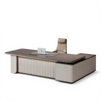 Ensemble bureau et chaise de direction Boss; Bureau de direction moderne de luxe léger; Bureau de direction pour managers et présidents thermoformé