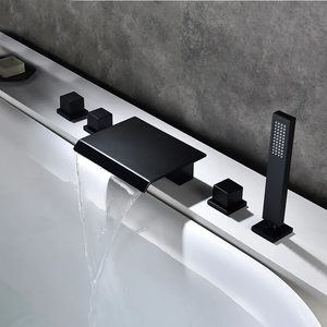 Ponte di montaggio nero opaco <span class=keywords><strong>bagno</strong></span> rubinetto <span class=keywords><strong>bagno</strong></span> <span class=keywords><strong>doccia</strong></span> a pioggia rubinetto <span class=keywords><strong>vasca</strong></span> con Bidet <span class=keywords><strong>doccia</strong></span> Set <span class=keywords><strong>doccia</strong></span> - Product Image 1
