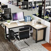 Bureau d'angle modulaire moderne multicolore personnalisé de haute qualité en forme de L, en panneaux de bois massif écologiques