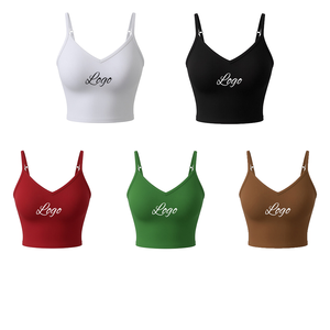 Débardeur court en coton tricoté uni personnalisé avec logo, de haute qualité, pour femme, idéal pour l'entraînement – Vente en gros - Product Image 1