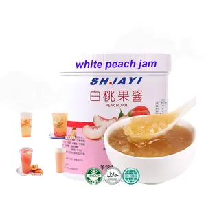 Le plus populaire Confiture de pêche blanche aux fruits avec pulpe fraîche Confiture de fruits Purée pour pain Crème glacée Fruit Lait Bulle Thé Ingrédient