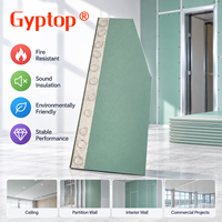 Plaque de plâtre Gyptop, surface papier, standard, résistante à l'humidité, ignifuge, design moderne pour bureau, hôtel, maison