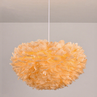 Lustre de chambre post-moderne transfrontalier blanc et rose en plumes de Zhongshan, en acier inoxydable, avec LED, pour salon et hall, lampe principale