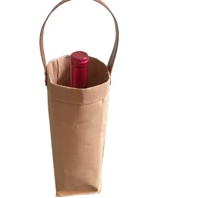 Gıda kullanımı için üretilen geri dönüşümlü perakende alışveriş % kağıt şarap poşeti yıkanabilir kraft kağıt torba
