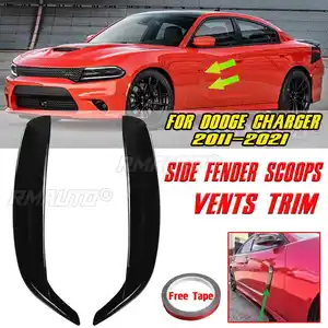 ABS Car Front Door Side Fender Scoops Fin Vents Trim Fender Diffuser Sticker For Dodge Charger SRT Hellcat RT SXT 2011-2021