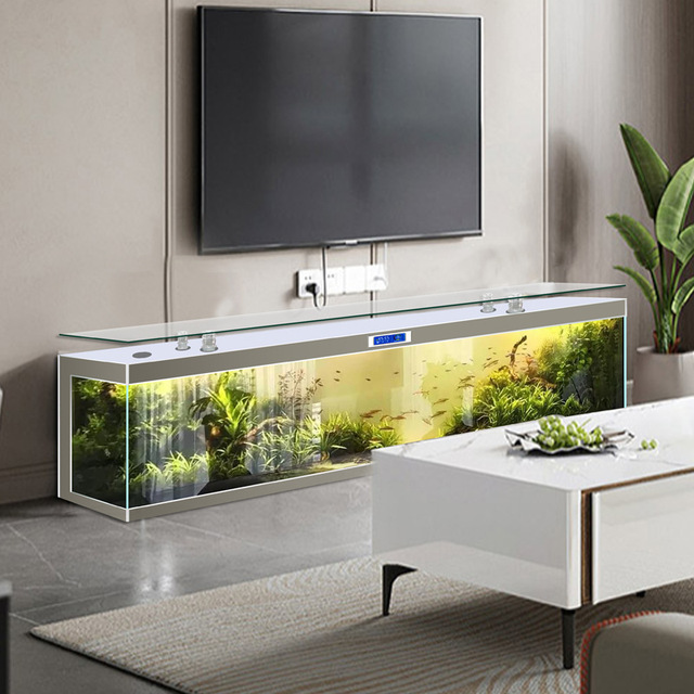 Large Glass Aquarium TV Bench Rectangle Coffee Table with Fish Tank for Living Room for Sale