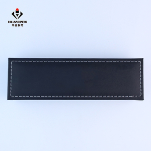 Contenitore di penna pieghevole <span class=keywords><strong>moderno</strong></span> elegante <span class=keywords><strong>in</strong></span> <span class=keywords><strong>pelle</strong></span> nera con cuciture bianche Logo personalizzato regalo per la custodia della penna <span class=keywords><strong>in</strong></span> metallo - Product Image 5