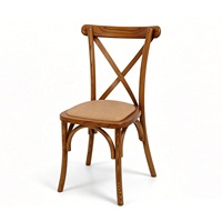 Chaise de salle à manger vintage en bois courbé avec dossier en X, assise rembourrée en rotin et mousse, pour restaurant et café