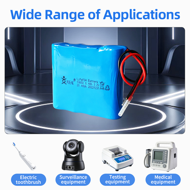 POEAE 1S4p 18650 3.2V 6.4Ah LiFePO4 Rechargeable Battery Pack for Lighting