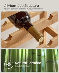 Range-bouteilles autoportant 7 niveaux en bambou naturel durable, présentoir de 42 bouteilles, étagères de rangement, plateau de table anti-basculement en bois massif - Product Image 3
