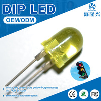 Diode LED à trou haute visibilité 5 mm rouge vert orange 2,5 V 15° d'angle de vision 20 mA InGaN 1000 pièces/sac couleur diffusée 5 V pour feux de circulation