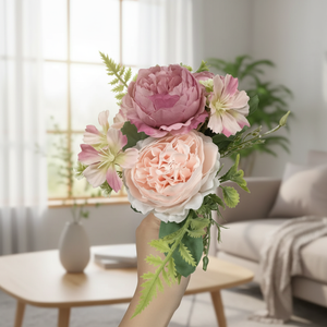 3 Pezzi Bouquet di Rose Artificiali LMD in Plastica, Fiori Decorativi Moderni Fatti a Mano per Casa e Giardino, Ecologici, Origine CN - Product Image 3