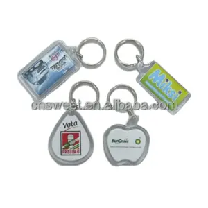 Porte-clés en plastique vierge, porte-clé en acrylique, support en papier